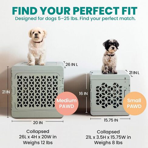 KindTail PAWD Collapsible Puppy and Dog Crate - Stylish Pet Kennel - Safe Indoor Kennel- Lightweight, Compact & Portable for Travel - Small White in Saudi Arabia