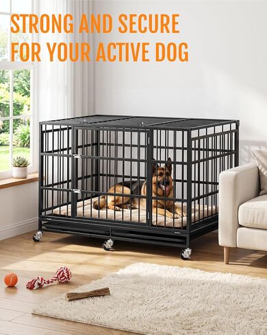Powools 42 Inch Heavy-Duty Dog Crate Indestructible with Double Door in Saudi Arabia