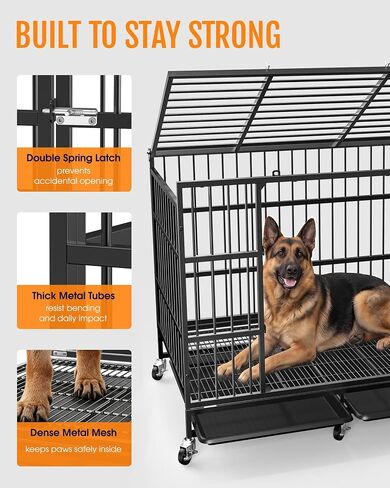 Powools 42 Inch Heavy-Duty Dog Crate Indestructible with Double Door in Saudi Arabia