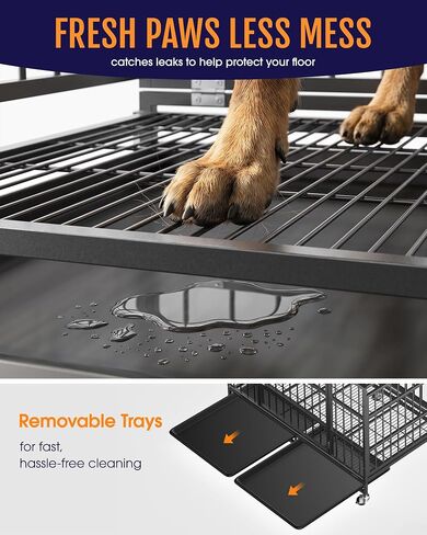 Powools 42 Inch Heavy-Duty Dog Crate Indestructible with Double Door in Saudi Arabia