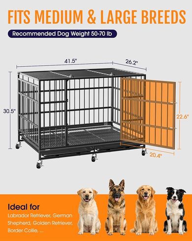 Powools 42 Inch Heavy-Duty Dog Crate Indestructible with Double Door in Saudi Arabia
