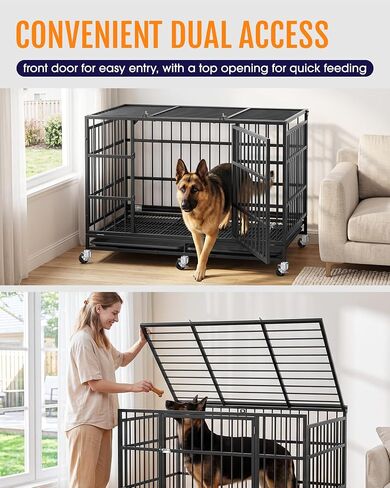Powools 42 Inch Heavy-Duty Dog Crate Indestructible with Double Door in Saudi Arabia