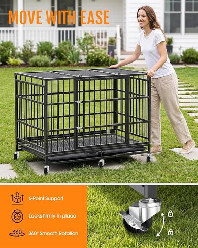 Powools 42 Inch Heavy-Duty Dog Crate Indestructible with Double Door in Saudi Arabia