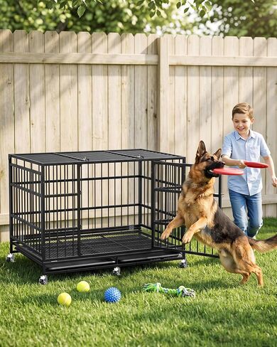 Powools 42 Inch Heavy-Duty Dog Crate Indestructible with Double Door in Saudi Arabia
