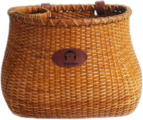 Bike Basket for Women's Beach Cruiser or Scooter The Original Wicker Bicycle Baskets with Built in Cup Holder for Front Handlebar-Classic Vintage Style Handmade Natural Rattan Wicker in Kuwait