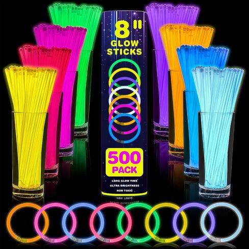 YixangDD 1000 Pcs 8 Inch Glow Sticks Bulk Party Pack with Connectors in Kuwait