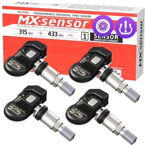 Autel TPMS Sensor MX-Sensor Dual Frequency (315MHz + 433MHz) Press-in OE-Level Universal Programmable TPMS Sensors for Tire Pressure (Press-in Metal Valves Pack of 4) in Kuwait