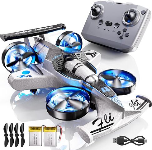 Remote Control Airplane for Kids, 2 in 1 RC Plane Stunt RC Drift Car, Indoor Outdoor Foam Plane with Railcar Race, Tricks, Gift Toys for Boys Girls Adults 8 9 10 11 12 Year Old in Kuwait