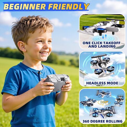 Remote Control Airplane for Kids, 2 in 1 RC Plane Stunt RC Drift Car, Indoor Outdoor Foam Plane with Railcar Race, Tricks, Gift Toys for Boys Girls Adults 8 9 10 11 12 Year Old in Kuwait