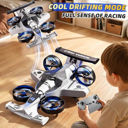 Remote Control Airplane for Kids, 2 in 1 RC Plane Stunt RC Drift Car, Indoor Outdoor Foam Plane with Railcar Race, Tricks, Gift Toys for Boys Girls Adults 8 9 10 11 12 Year Old in Kuwait
