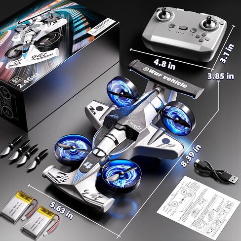 Remote Control Airplane for Kids, 2 in 1 RC Plane Stunt RC Drift Car, Indoor Outdoor Foam Plane with Railcar Race, Tricks, Gift Toys for Boys Girls Adults 8 9 10 11 12 Year Old in Kuwait
