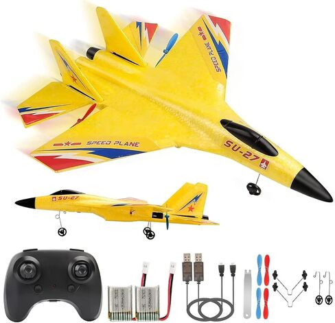 New Upgrade SU27 RC Airplane, Remote Control Fighter Toys, 2.4GHz 6-axis Gyro Stabilizer RTF Glider Aircraft Plane with 2 Batteries Easy to Fly Outdoor Toy for Adults Kids Beginners Boys in Saudi Arabia