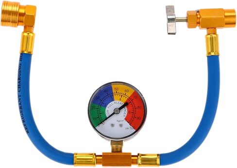 اوبوكو مجموعة خرطوم شحن مبردات التيار المتردد R134A، صمام توزيع صنبور فتاحة علب 1/2 انش، وخرطوم شحن مع مقياس ضغط، يناسب مبرد مكيف الهواء في السيارة in Kuwait