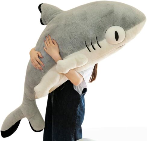 39.5 Inch SharkPlush Toy Pillow Giant Shark Stuffed Animal Soft Shark Pillow Cushion Shark Plush Pillow Chubby Stuffed Shark Toy for Home Room Décor Kids Bedtime Gift Throw Pillow in Saudi Arabia