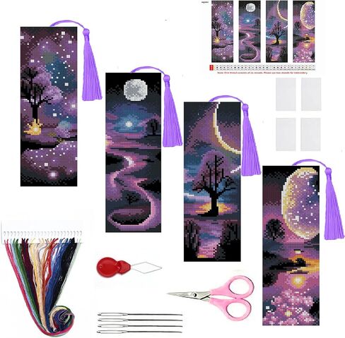 5PC Book Flowers Counted Cross Stitch Bookmark Kit for Adults Beginners in Saudi Arabia