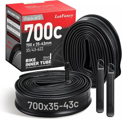 LotFancy 28" 700x35/37/38/40/42/43c Bike Tubes, Packof 2, 32mm Schrader Valve, 700c Road Bicycle Tire Tube in Saudi Arabia