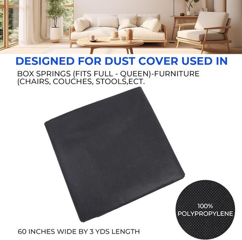 Upholstery Cambric Dust Cover Fabric 60 Inch x 3 Yard Replacement Bottom Replacement for Underside of Mattress Box Spring or Foundation, Sofas, Chairs, Conceals Frame and Staples Inside Furniture in Saudi Arabia