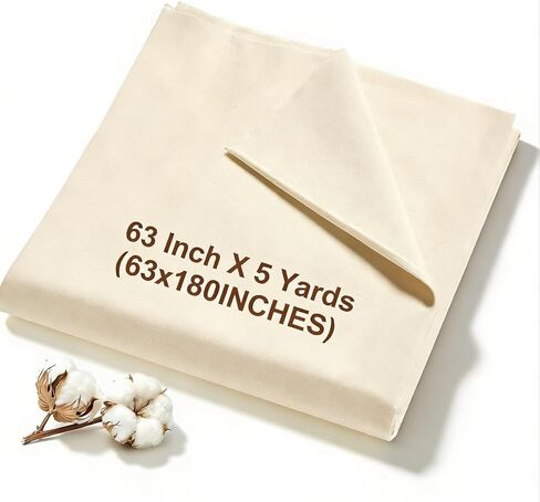 100% Cotton Muslin Fabric, 63 Inch X 2 Yards (72 Inches) Unbleached Muslin Linen Fabric by The Yard, Premium Medium Weight Muslin Cloth Fabric for Sewing, Embroidery, Crafts, & Apparel Projects in Saudi Arabia