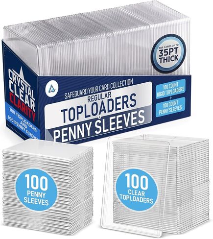 Invested Alliance 200-Pack Toploaders & Card Sleeves – 100 Crystal-Clear 35PT Top Loaders + 100 Penny Sleeves, 3x4 Hard Plastic Protectors for Trading, Baseball, Football & Sports Cards in Saudi Arabia