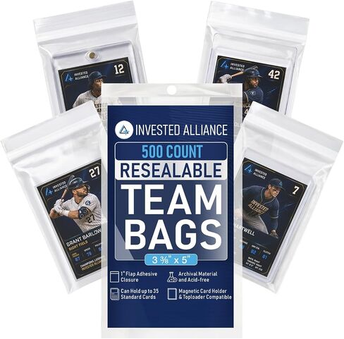 Invested Alliance Resealable Set Team Bags for Trading Cards | Ultra, TCG, Baseball, Sports Card Team Bags Sleeves. Fits Top loaders, Magnetic & Semi Rigid Holders. High Clarity Sleeves. in Saudi Arabia