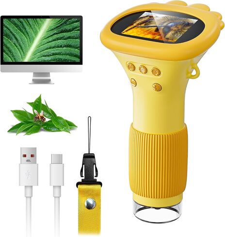 Microscope for Kids, SKYBASIC 2" IPS Screen 1000X Handheld Digital Microscopes HD Pocket Portable Mini USB Microscope Camera, PC Compatible, Science Edu Fun Birthday Gifts Toys for Children Students in Kuwait