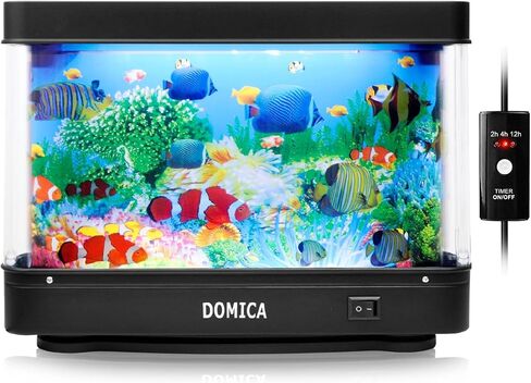 Fake Fish Tank with Moving Fish, Decorative Aquarium Lamp (Auto 2/4/12H Shutdown Timer), Artificial Tropical Marine Tank, LED Mood Light Office Table Light, Fun Gifts in Kuwait