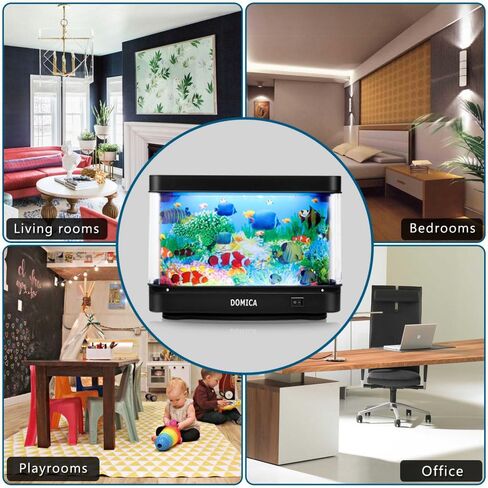Fake Fish Tank with Moving Fish, Decorative Aquarium Lamp (Auto 2/4/12H Shutdown Timer), Artificial Tropical Marine Tank, LED Mood Light Office Table Light, Fun Gifts in Kuwait
