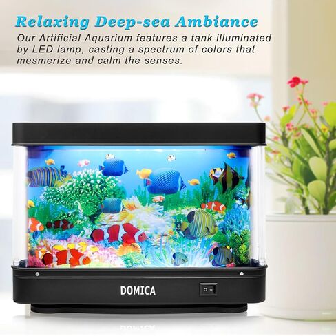 Fake Fish Tank with Moving Fish, Decorative Aquarium Lamp (Auto 2/4/12H Shutdown Timer), Artificial Tropical Marine Tank, LED Mood Light Office Table Light, Fun Gifts in Kuwait