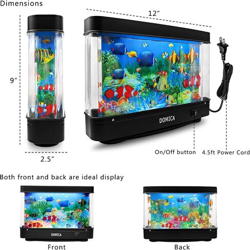 Fake Fish Tank with Moving Fish, Decorative Aquarium Lamp (Auto 2/4/12H Shutdown Timer), Artificial Tropical Marine Tank, LED Mood Light Office Table Light, Fun Gifts in Kuwait