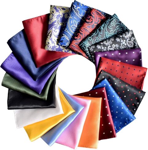 Pocket Squares for Men 20 Pack Mens Pocket Squares handkerchiefs Set Assorted Colors with Box in Kuwait