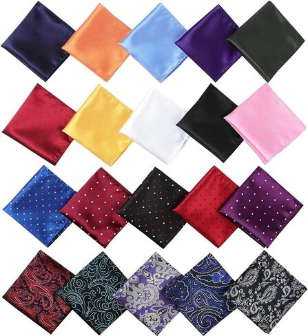 Pocket Squares for Men 20 Pack Mens Pocket Squares handkerchiefs Set Assorted Colors with Box in Kuwait