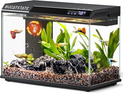 BUCATSTATE 2.6 Gallon Small Fish Tank, 3 Stage Filtration Aquarium, Black in Saudi Arabia