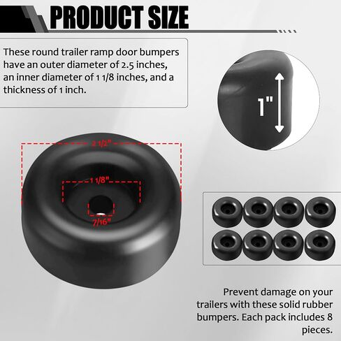TonGass (6-Pack) 2" Tall Cone Bumpers for Trailer Ramp Door Universal Fit Bumpers with 3/8" Screw Holes Premium Thick Automotive Grade Rubber Bumpers Cone-Shaped Bumpers for Extra Protection in Kuwait