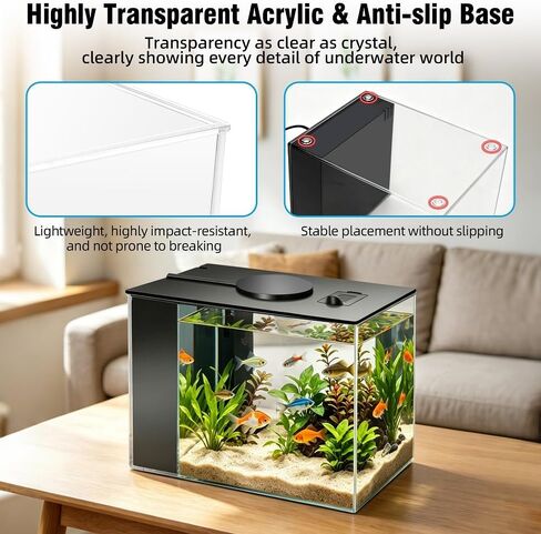 Small Fish Tank Kit 1 Gallon Aquarium with Three-Color Lighting Feeding Port Water Filter Pump for Betta Shrimp Guppy Goldfish in Saudi Arabia