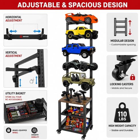 RC Car Stand, Adjustable RC Car Storage Rack, Heavy Duty Shelf for Remote Control Cars & Aceesories, Multi-Layer Workstation Rack in Kuwait