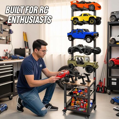 RC Car Stand, Adjustable RC Car Storage Rack, Heavy Duty Shelf for Remote Control Cars & Aceesories, Multi-Layer Workstation Rack in Kuwait