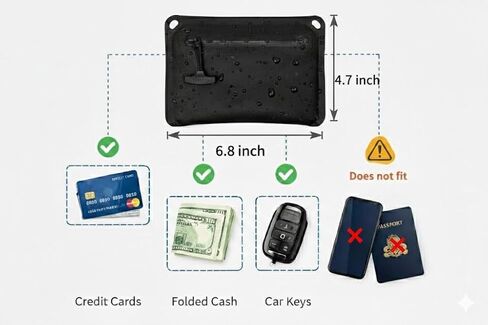 CHERRY CHICK Submersible Waterproof Wallet with Zip Small Slim Dry Bag Car Key Pouch Cards Case Vaccine Record Card Holder in Kuwait
