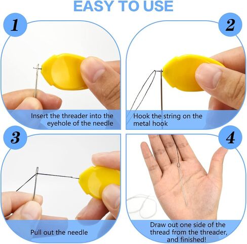Lechchy Needle Threader for Hand Sewing & Sewing Machine - 10 Simple Needle Threaders for Embroidery Floss + 2 Seam Rippers + 2 Drawstring Threaders + 5 Needles in Kuwait