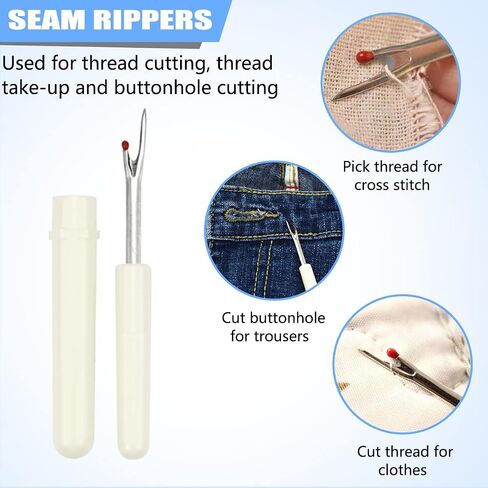 Lechchy Needle Threader for Hand Sewing & Sewing Machine - 10 Simple Needle Threaders for Embroidery Floss + 2 Seam Rippers + 2 Drawstring Threaders + 5 Needles in Kuwait