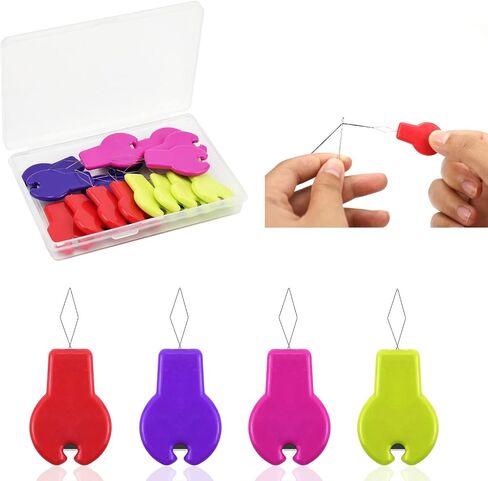 Lechchy Needle Threader for Hand Sewing & Sewing Machine - 10 Simple Needle Threaders for Embroidery Floss + 2 Seam Rippers + 2 Drawstring Threaders + 5 Needles in Kuwait