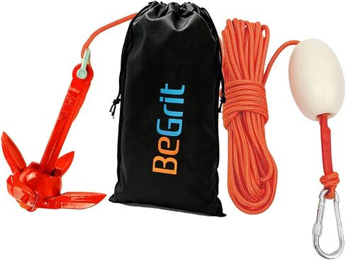 BeGrit Kayak Anchor Small Boat Anchor Folding Marine Anchor for Fishing,Kayak,Paddle Board,Canoe,Jet Ski, with 32.8 ft Anchor Tow Rope Carrying Bag in Kuwait