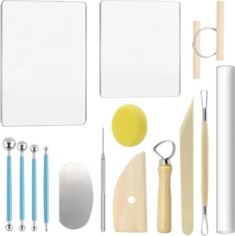 Allazone 19 PCS Polymer Clay Extruder kit, Rotary Clay Extruder with 20 Tips Sugar Extruder Disks, Polymer Clay Cutters, Clay DIY Tool for Clay Modeling Tool in Kuwait