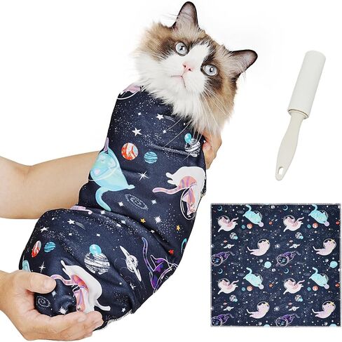 Supet Cat Grooming Wrap for Nail Trimming, Self-Adherent Calm Cat Swaddle in Kuwait