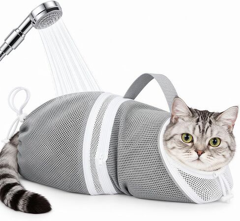 Cat Bathing Bag, Anti-Bite Anti-Scratch Adjustable Mesh Washing Shower Bag in Saudi Arabia