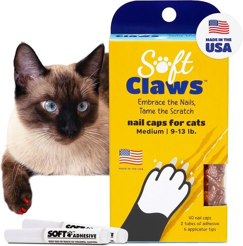Soft Claws Nail Caps for Medium Cats, 40 Caps, Pink Sparkle in Kuwait