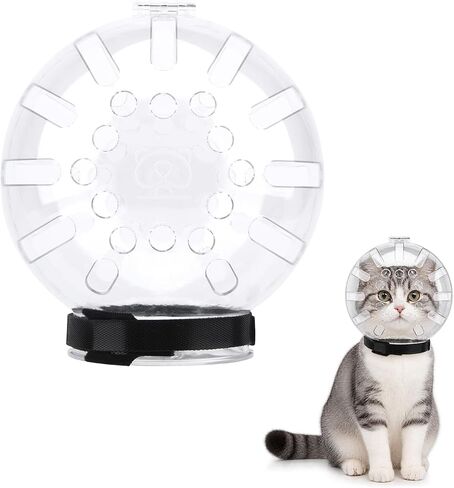 Cat Muzzle for Grooming, Transparent Cat Helmet Anti Bite Muzzles Adjustable Breathable Kitty Hood Anti Bite Bubble Astronaut Groomin Mask for Pet Bath Nail Trimming (m) in Saudi Arabia