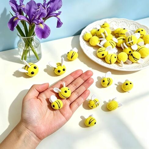 AcceLeah 100Pcs Polyester Bee Balls, Cute Plush DIY Party Decorations in Saudi Arabia