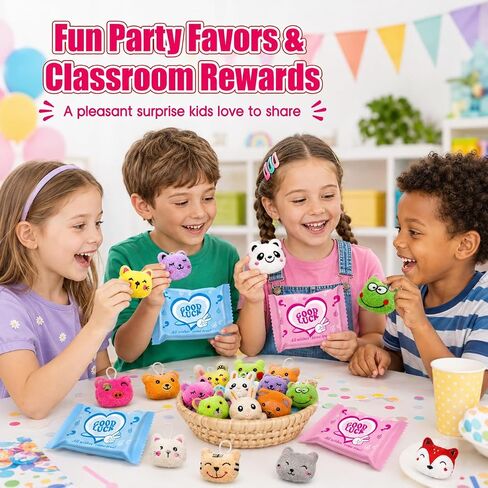 24 Pack Mini Stuffed Animals Blind Bags, Assorted Plush Animals with Random Designs, Mini Plushies and Small Stuffed Animal Toys for Classroom Prizes, Party Favors, Goodie Bags Keychain Decorations in Kuwait