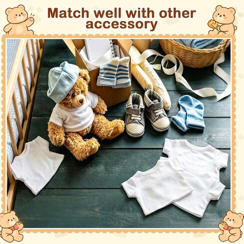 36 Pcs Stuffed Bear Tshirt Clothes Bulk Fit 14-16 in Stuffed Dolls Plush Animal Bear Shirt for DIY Crafts Sublimation Giveaways Goodie Bags Classroom Projects in Saudi Arabia