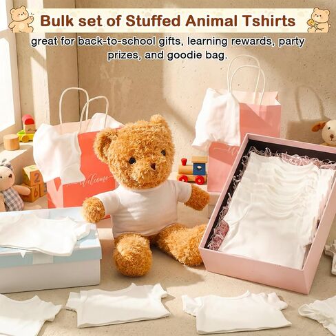36 Pcs Stuffed Bear Tshirt Clothes Bulk Fit 14-16 in Stuffed Dolls Plush Animal Bear Shirt for DIY Crafts Sublimation Giveaways Goodie Bags Classroom Projects in Saudi Arabia